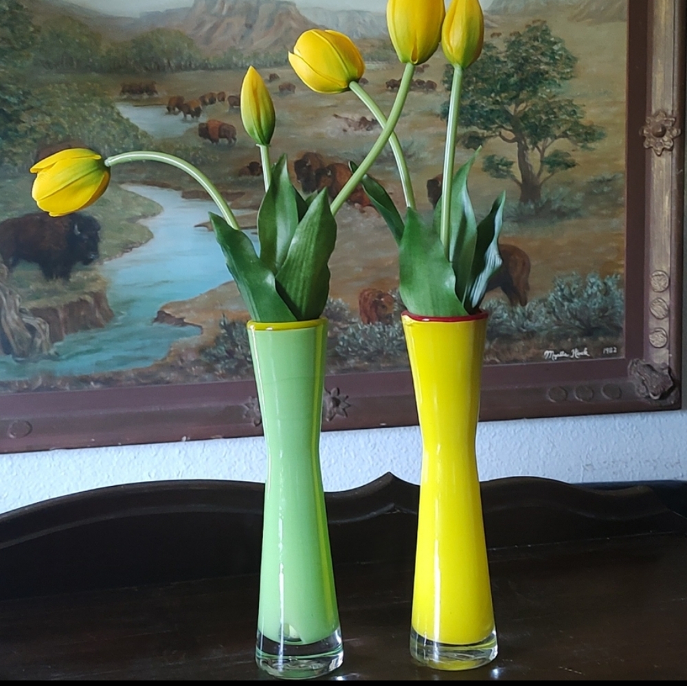 Handblown Scandinavian Cased GlassBlown Glass Vase Bud Flower Vase Candle Holder